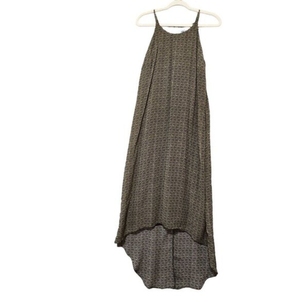 Old Navy Maxi Dress Womens Medium Tall Grand Tan Keyhole Neck Sleeveless Hi Low